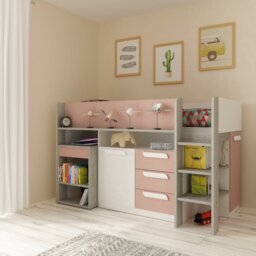 Loren European Single (90 x 200cm) 3 Drawer Mate's & Captain's Mid Sleeper Loft Bed Bed with Bookcase