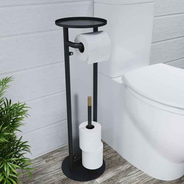 Free-Standing Toilet Roll & Brush Holder