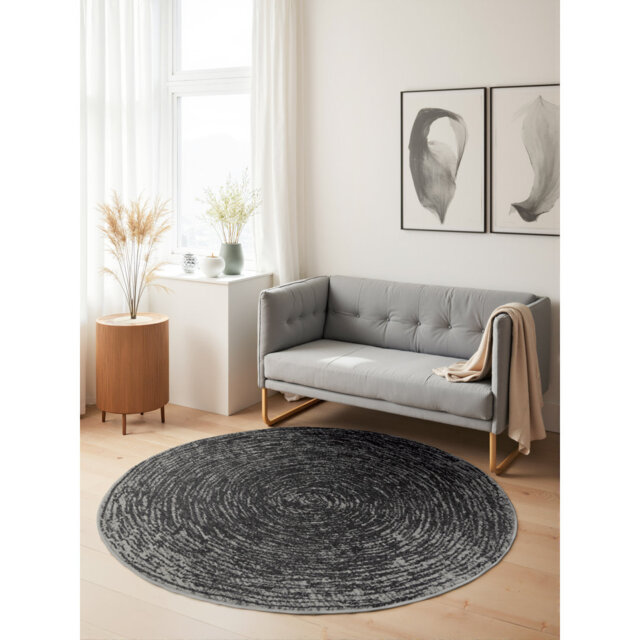 Cavallo Short Pile Rug Round by Hanse Home – Round short pile rug, abstract design, classic living room rug for living rooms, bedrooms, dining rooms,