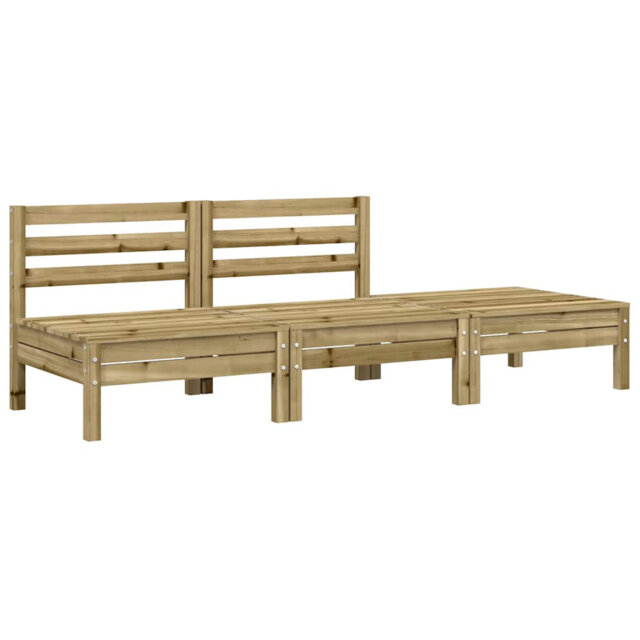 House of Hampton Garden Sofa 3-Seater Wax Brown Solid Wood Pine