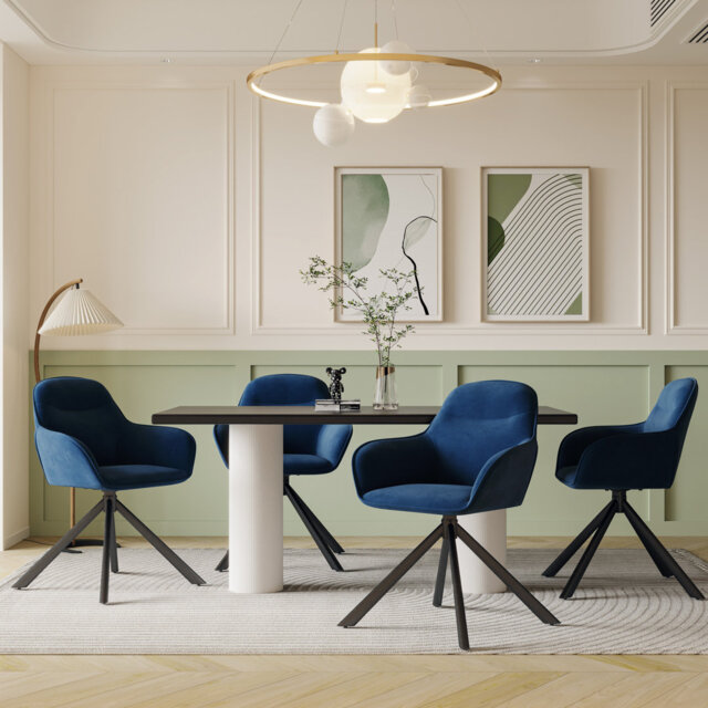 48.5cm H Fabric Upholstered Dining Chair with Arm