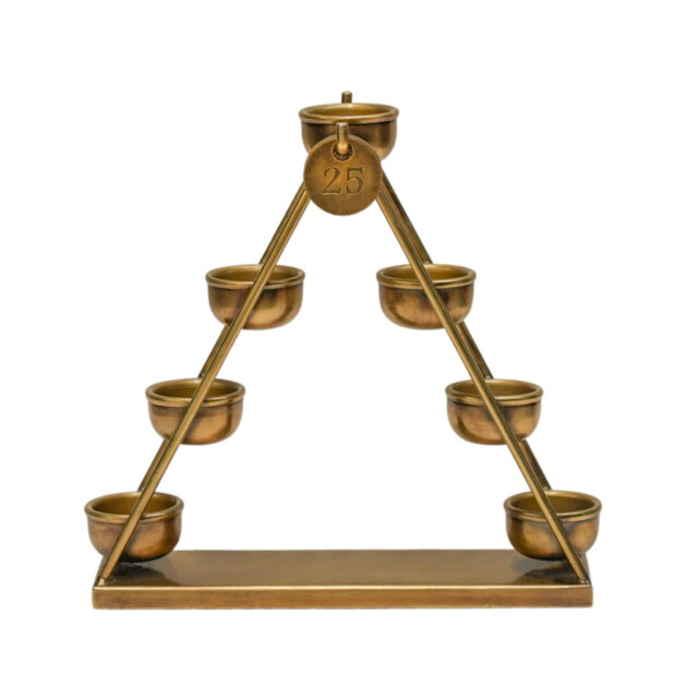 Advent Countdown Candle Holder With Date Discs In Antique Brass H25cm W25cm