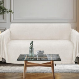 Chenille Sofa Cover For Seater & L Shape Sofa, Non-Slip With Tassel, Beige, 180 X 300Cm