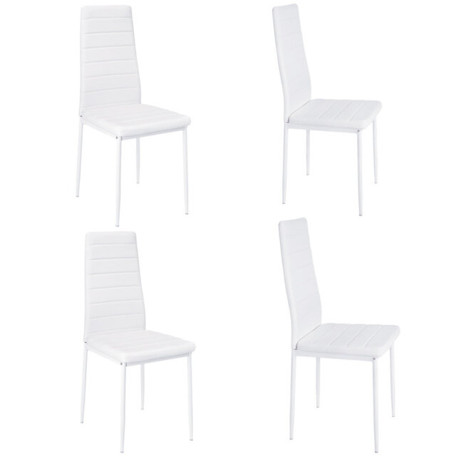Etzel Set of 4 Modern Faux Leather Armless High Back Dining Chairs