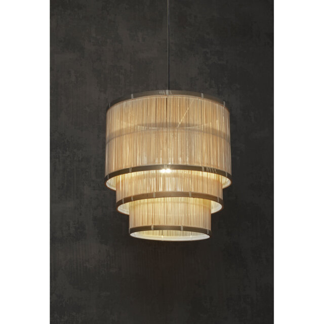 40Cm H Bamboo/Rattan Drum Lamp Shade ( Clip On ) in Natural