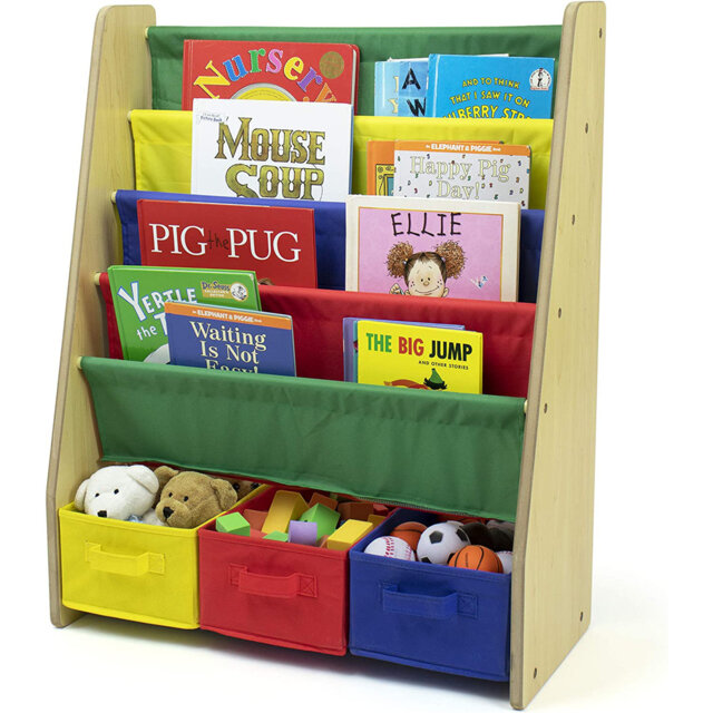 Humble Crew Children's Bookcase Storage Rack With 4 Tiers, Children's Bookrack, Bookshelf, Primary