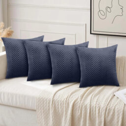 Luxury Chevron Embossed Quilted Pattern Velvet Cushion Cover Set (4-Pack) - Soft Throw Cushion Cover for Home Décor