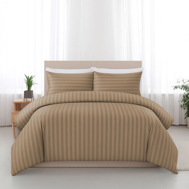 Striped Microfiber Duvet Cover Set – Soft Lightweight Bedding Set For Bedroom Comfort