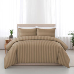 Striped Microfiber Duvet Cover Set – Soft Lightweight Bedding Set For Bedroom Comfort