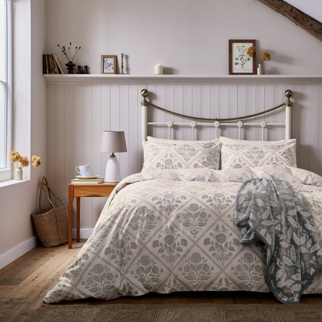 Folk Trellis Cotton Duvet Cover Set