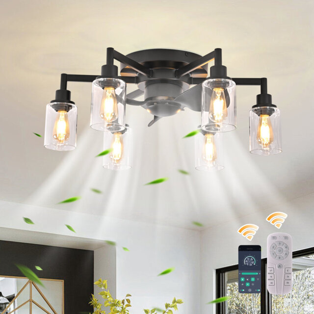 67cm Farmhouse 6-Speed Reversible Ceiling Fan With Light Kit And Remote Control