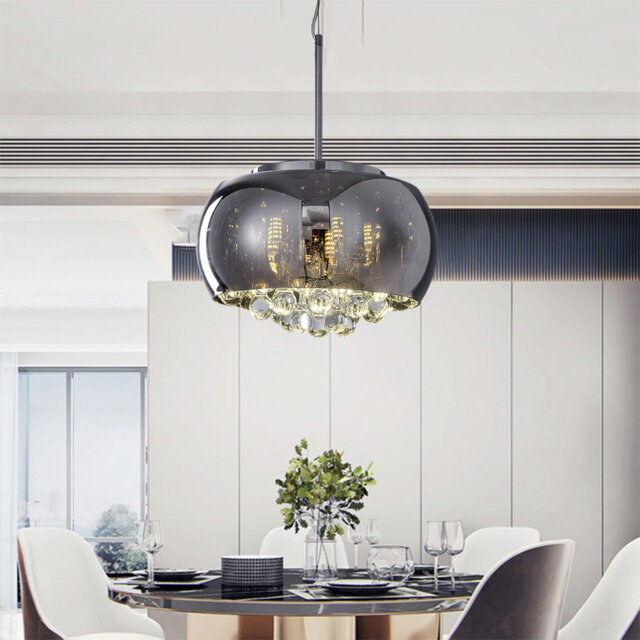 Kilduff 1-Stella Crystal Pendant Light â Modern Glass Bowl Lampshade with Droplet Design, G9 Bulb for Restaurant, Bar, Kitchen, Bedroom, or Coffee S