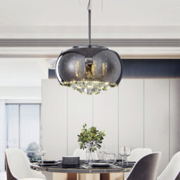 Kilduff 1-Stella Crystal Pendant Light – Modern Glass Bowl Lampshade with Droplet Design, G9 Bulb for Restaurant, Bar, Kitchen, Bedroom, or Coffee Sho