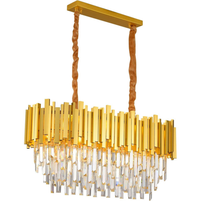 Ahriyah Crystal Chandelier,Luxury E14 Crystal Chandelier,2 in 1 Chandeliers Ceiling Light,Gold Ceiling Lights Living Room,Round Lampshades 3 Tiers K9