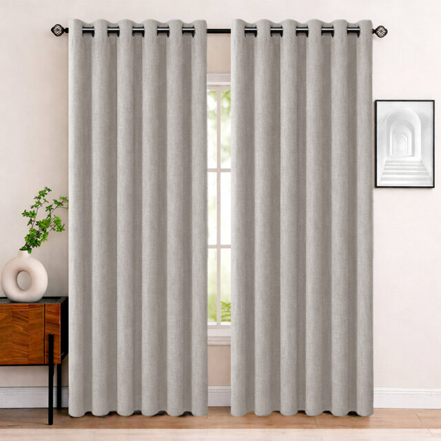 Aspire Homeware Linen 100% Blackout Curtain Pair for Hotel Style Bedroom Comfort