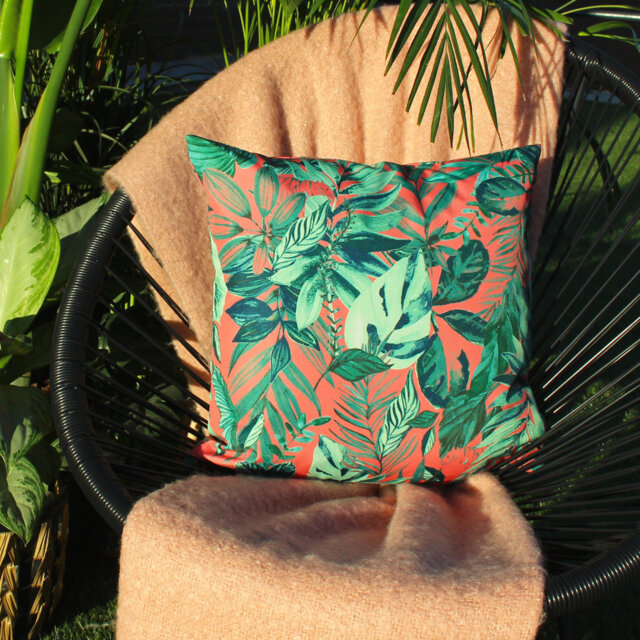 Indoor / Outdoor Floral Square Scatter Cushion with Filling