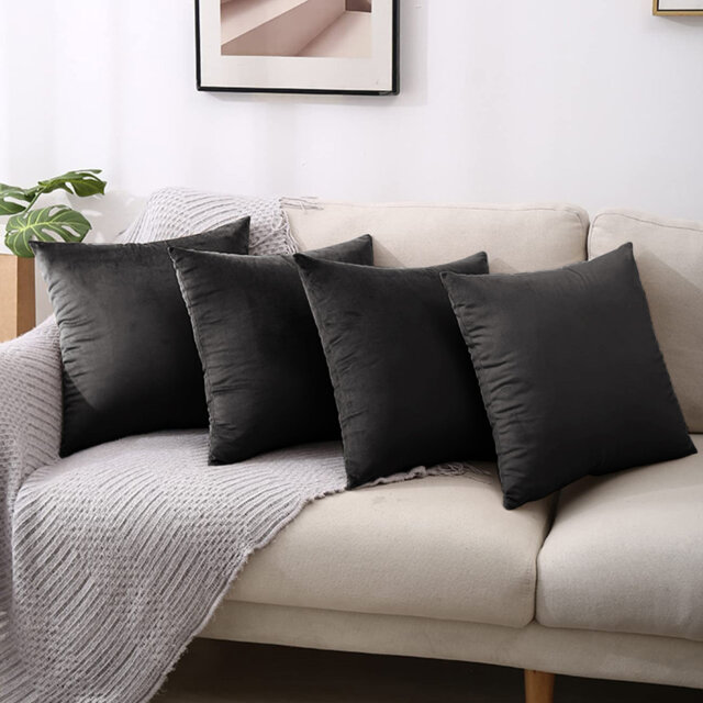 Square Luxury Velvet Throw Cushion Covers for sofa, couch set of 4