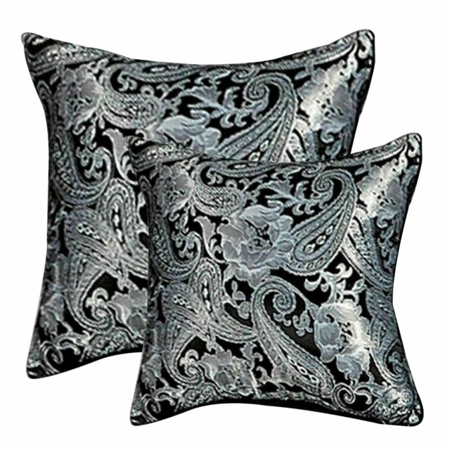Cleo Cushion Cover – 45x45cm & 56x56cm Decorative Pillow Case with Zipper – Available in Black, Silver, White