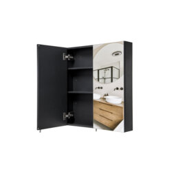 Dawley Double Door Black Steel Bathroom Mirror Cabinet