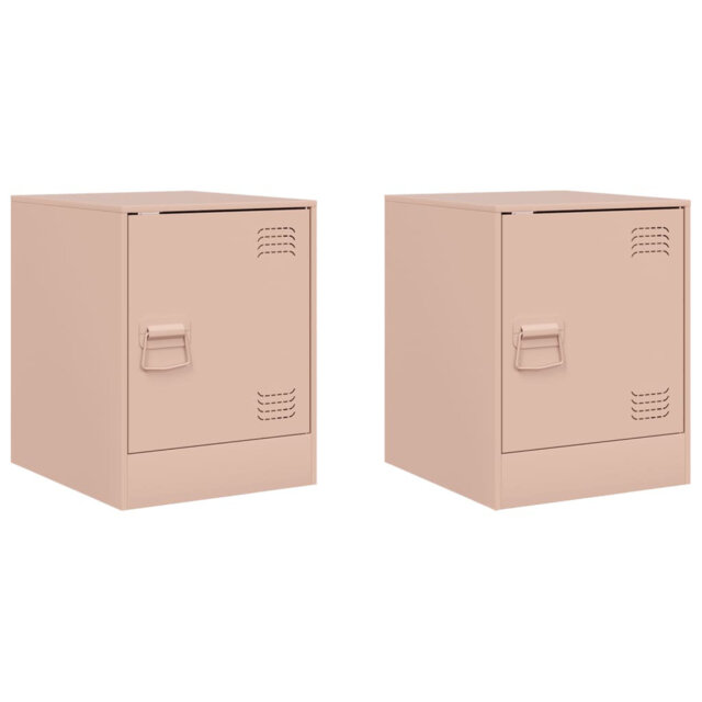 Vidaxl Bedside Cabinets 2Pcs Black 34.5X39x44 Cm Steel