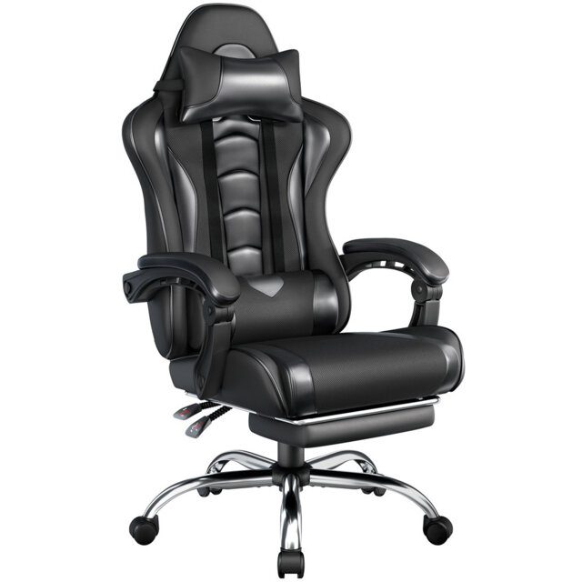Metro Lane Adjustable Reclining Ergonomic Faux Leather Swiveling PC & Racing Game Chair with Footrest