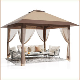 13X13 Pop Up Gazebo, Outdoor Canopy Tent With Mosquito Netting, [Adjustable Height & Spacious] Pop Up Tent With Double Roof, Uv-Resistant Outdoor Gaze