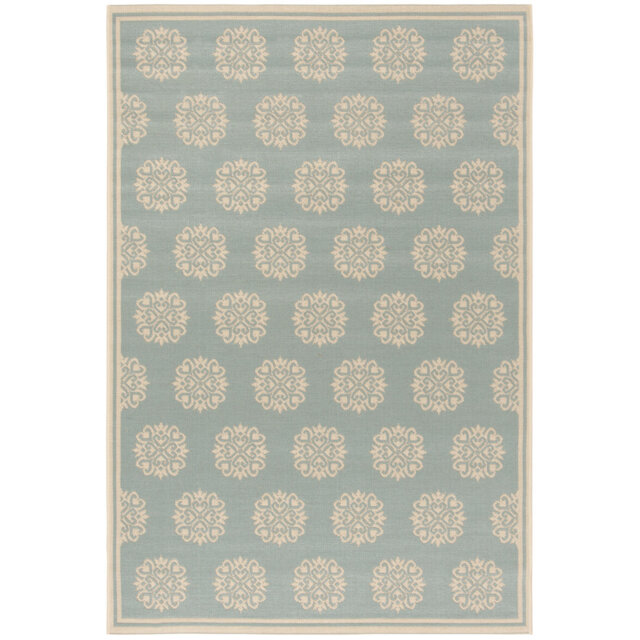 Kirklin Looped/Hooked Aqua Indoor/Outdoor Rug