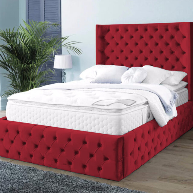 Buckingham Chesterfield Velvet Upholstered Bed Frame - Deep Button, Sprung Slats