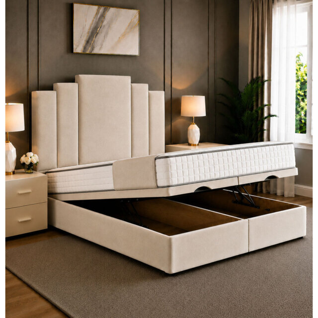 Chelsea Divan Ottoman Storage Bed Frame with Floor Standing Headboard