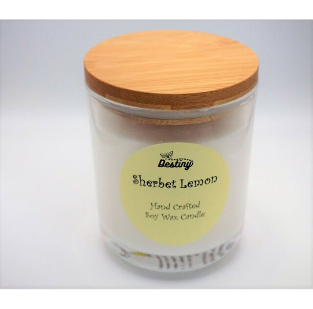 Sherbet Lemon Scented Jar Candle with Glass Holder