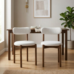 Elmora Set of Two Walnut Effect Solid Wood Dining Chairs