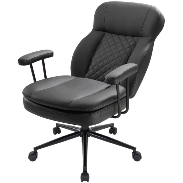 Ergonomic Office Chair, High Back Home Computer Desk Chair, PU Leather Removable Armrests, Height Ad