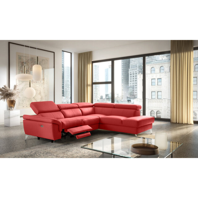 Debanos Vegan Leather Corner Electric Reclining Sofa with Storage