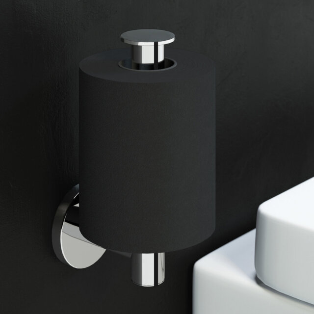 Ivy Bronx Vertical Toilet Roll Holder Metal made with Silver Finish