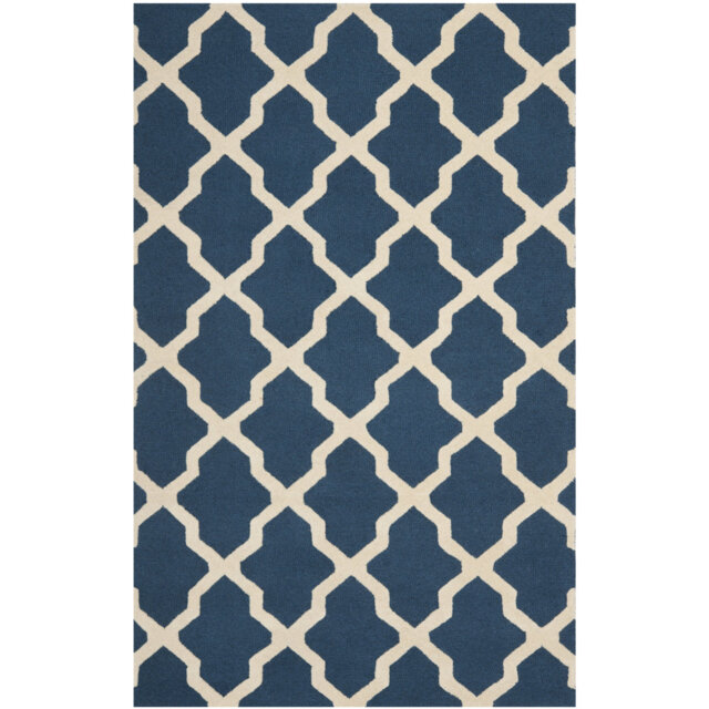 Darbonne Handmade Tufted Wool Navy Blue/Ivory Rug