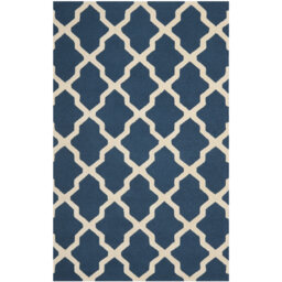 Darbonne Handmade Tufted Wool Navy Blue/Ivory Rug