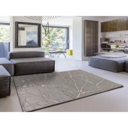 Baylee Floral Machine Woven Silver Area Rug