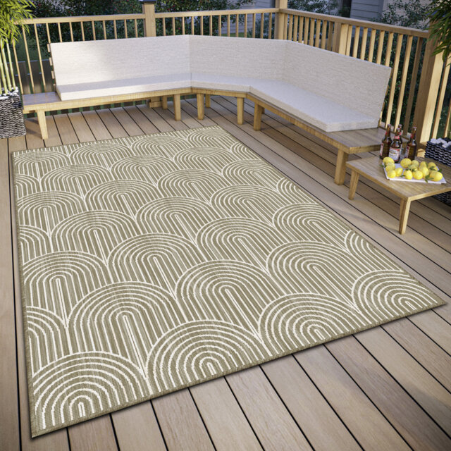 Pangli Machine Woven Linen/White Indoor/Outdoor Rug