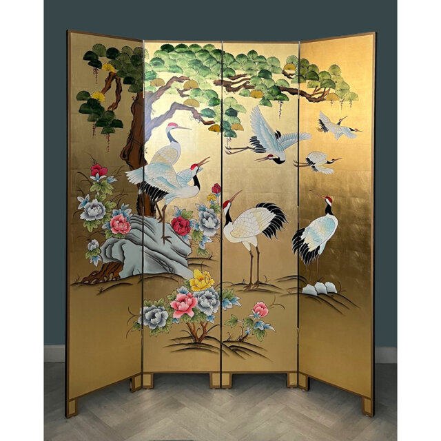 Apollonia Gold Leaf 4 Panel Room Divider
