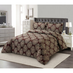 Gina Polyester Damask Bedspread with Pillow Shams Included