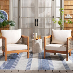 Amanda Solid Acacia Wood Outdoor Lounge Chair Set