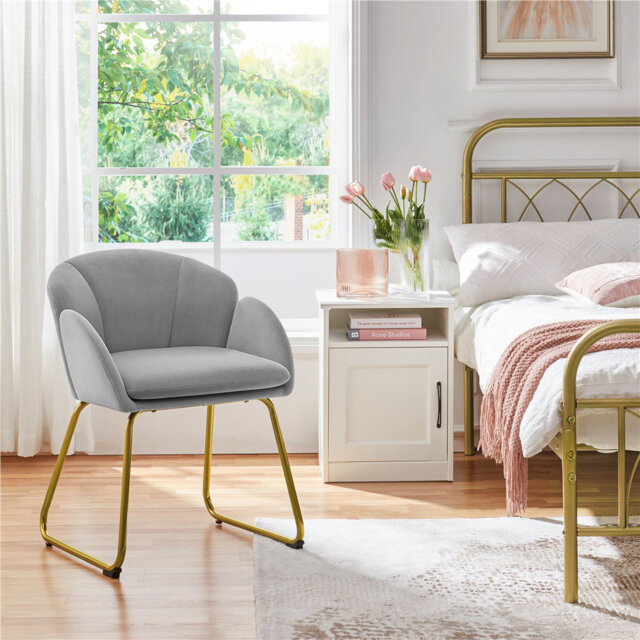 Flower Shape Tub Chair with Golden Metal Legs