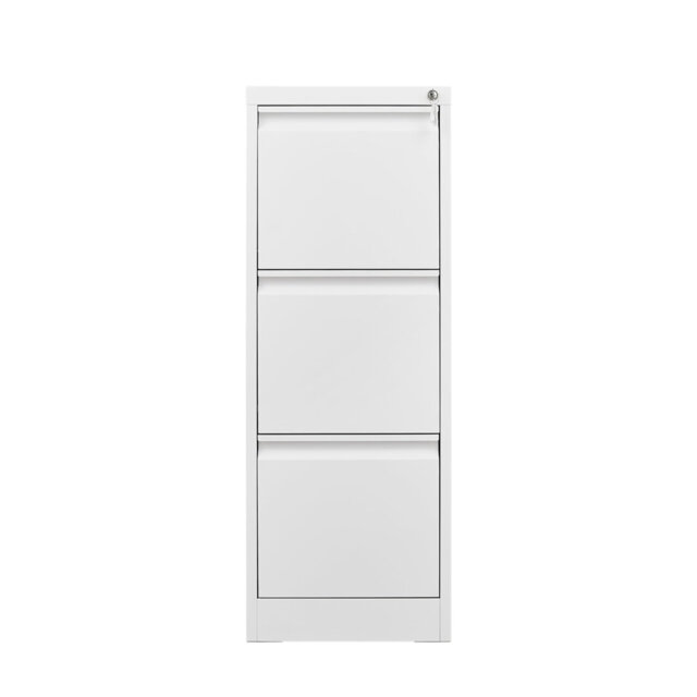 3-Drawer Lockable Vertical Filing Cabinet - Steel File Storage for Letter, Legal, A4 & F4 with Silent Full-Extension Slides & Anti-Tilt Safety for Hom