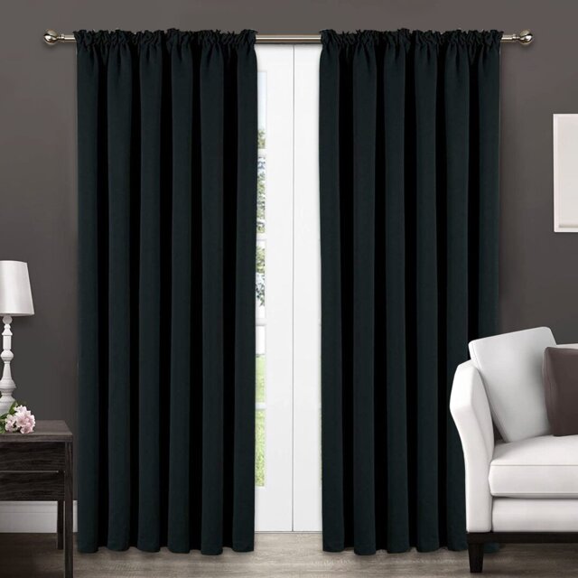 Frantzy Thermal Blackout Curtains Pencil Pleat Ready Made Pair Curtain Panel + Tie Backs