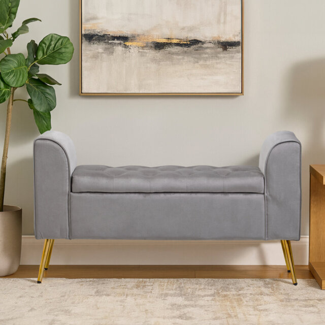 111cm Wide Velvet Standard Ottoman
