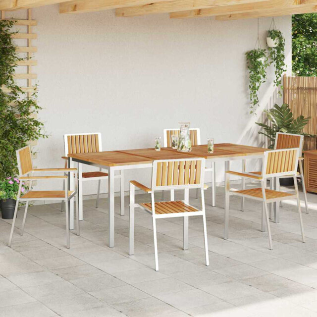 7 Piece Garden Dining Set Solid Wood Teak