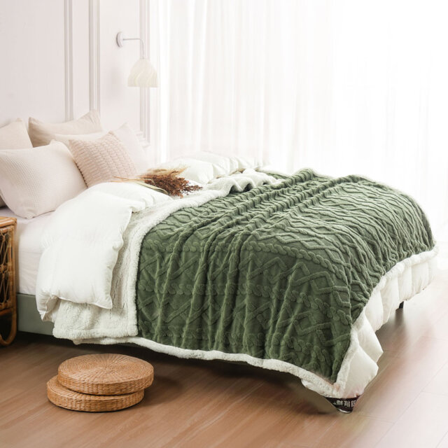 Knit Sherpa Throw Blanket, Reversible Soft Warm Throw for Couch Bed Sofa, Cozy Blanket for Bedroom Living Room, Machine Washable