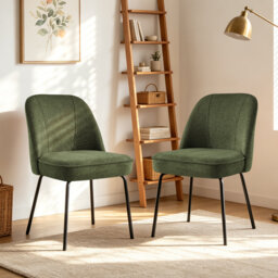 Modern Fabric Upholstered Dining Chair with Spring and Curved Back 12cm Cushion