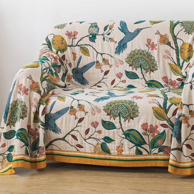 Boho Throw Blanket for Bed Cotton Ultra Soft Luxury Throw(Boho Colorful Bird, 150X200CM)