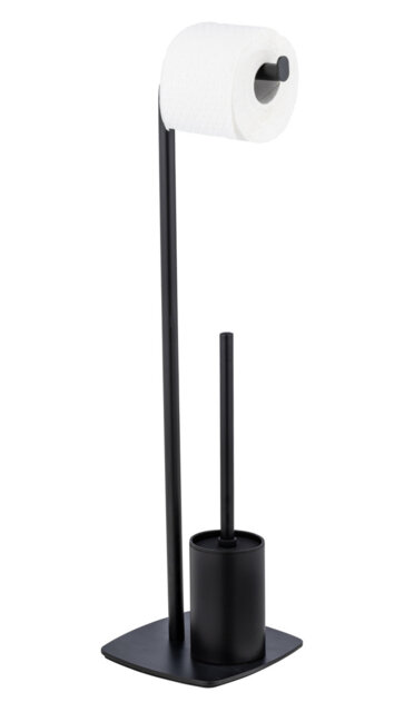 Ivy Bronx free-standing toilet set, Mod. Iria, black, with toilet roll holder and toilet brush